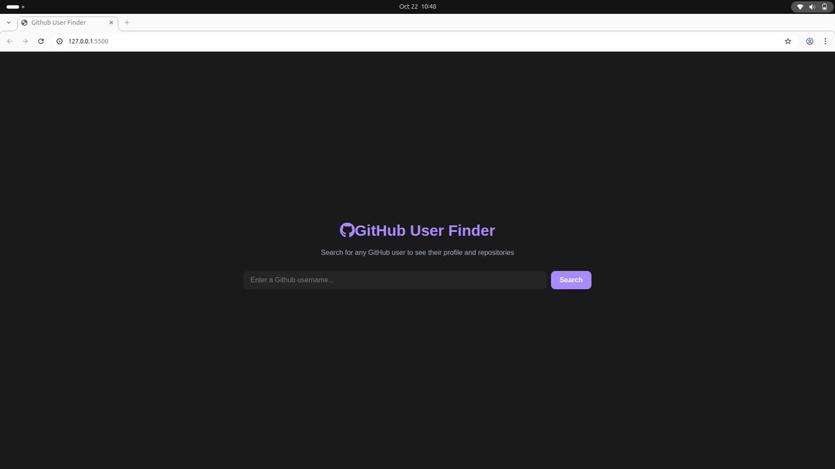 ChoHalle's tweet image. Just deployed my latest project: GitHub User Finder! 🔎It’s a clean, dark-themed web app built with vanilla JS, HTML, and CSS that lets you search any profile on GitHub and instantly see their stats. 🔗 [nhallecn.github.io/GitHub-user-fi…]  #JavaScript #WebDev #GitHub #Frontend #Code