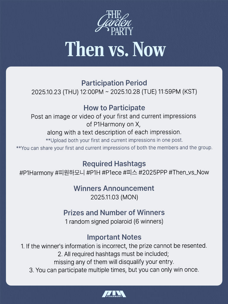 P1H_official's tweet image. [#2025PPP] Then vs. Now EVENT

➕참여 기간➕
2025.10.23 (목) 12:00PM ~ 2025.10.28 (화) 11:59PM (KST)까지

자세한 내용은 이미지를 참고해 주세요 :)

#P1Harmony_5th_Anniversary
#P1Harmony #피원하모니 #P1H #P1ece #피스 #2025PPP #Then_vs_Now