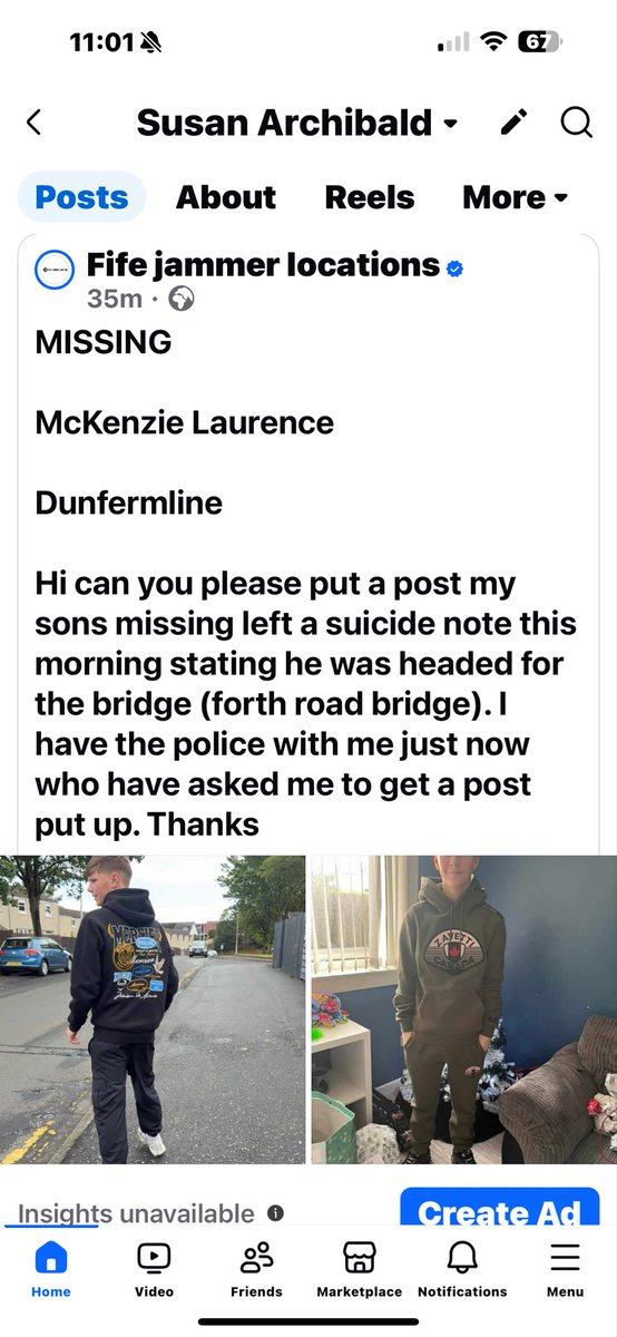 susanas4321's tweet photo. Have you seen #McKenzieLaurence MISSING from #DUNFERMLINE could be heading to #ForthRoadBridge My van is broken or ad have went to hep find him please 🙏 share #suicide #ForthRoadBridge parents very worried police have been contacted https://t.co/yJ4hQd3qbe