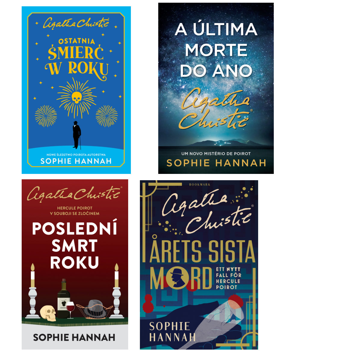 Tomorrow is UK publication day for my sixth Poirot novel, ‘The Last Death of the Year’! These are the international editions that are coming out the same day or soon afterwards!