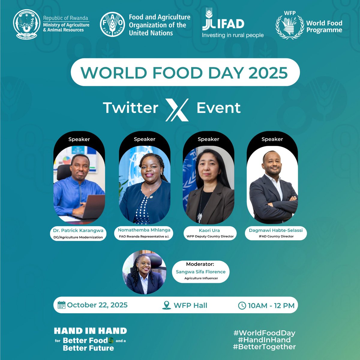 Munezero Farmer (@farmermunezero) on Twitter photo LIVE NOW | Celebrating World Food Day & 80 Years of FAO
We are live at the celebration of #WorldFoodDay and the 80th Anniversary of <a href="/FAO/">Food and Agriculture Organization</a>, held under the inspiring theme: “Hand in Hand for Better Food and a Better Future.”
This global call reminds us that through LIVE NOW | Celebrating World Food Day & 80 Years of FAO
We are live at the celebration of #WorldFoodDay and the 80th Anniversary of <a href="/FAO/">Food and Agriculture Organization</a>, held under the inspiring theme: “Hand in Hand for Better Food and a Better Future.”
This global call reminds us that through