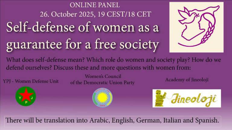 starrcongress's tweet image. ONLINE PANEL:
Self-defense of women as guarantee for a free society.
26.10.2025 08:00 PM Damascus  / 6:00 PM CET 
Please register: us02web.zoom.us/meeting/regist…
online translations in Arabic, English, German, Italian and Spanish.