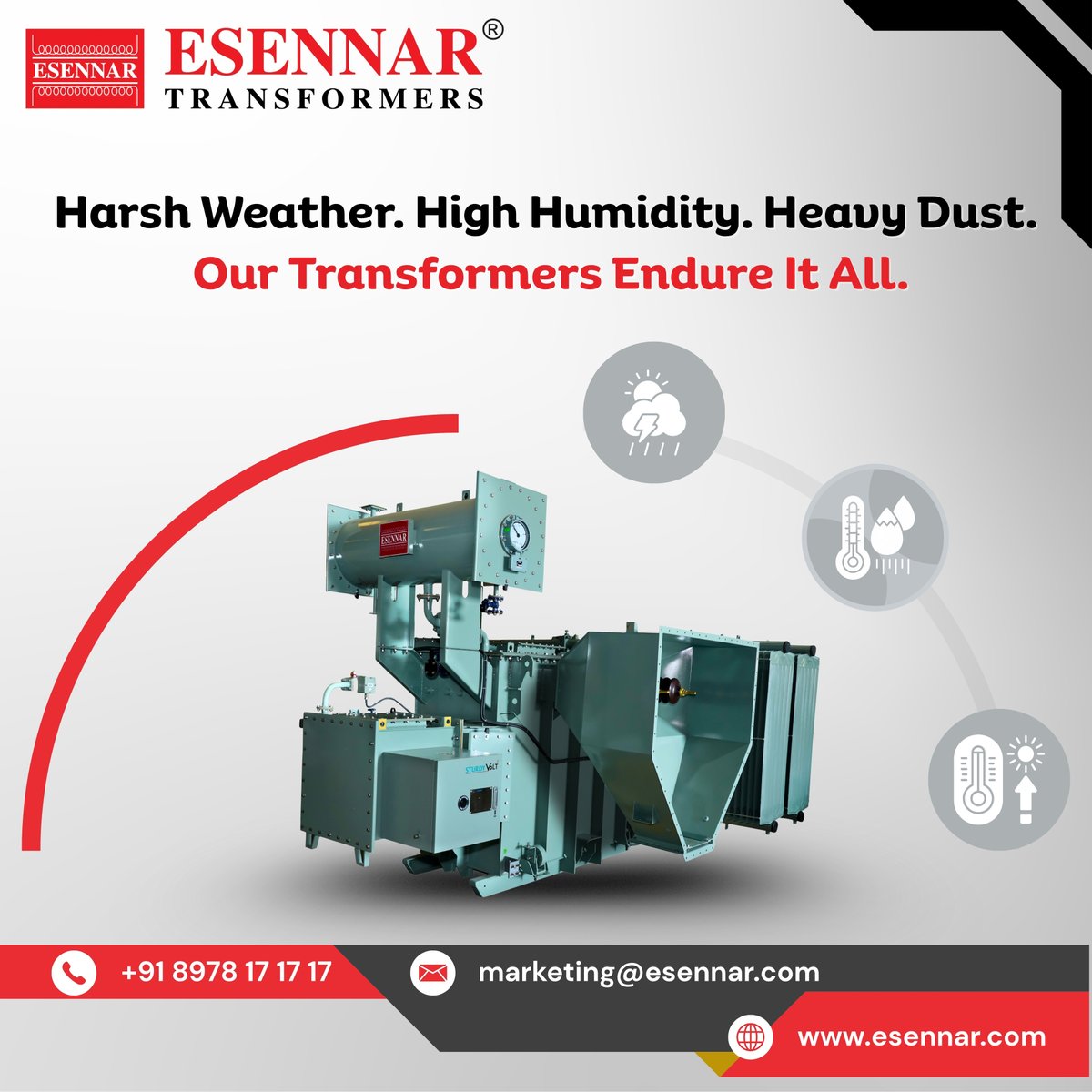 Esennar12's tweet image. High humidity? Dust storms? Intense heat?
💪 Esennar Transformers don’t just survive — they thrive.
#BuiltToEndure | #EngineeredForReliability

Visit us at: esennar.com

#EsennarTransformers #WeatherProof
