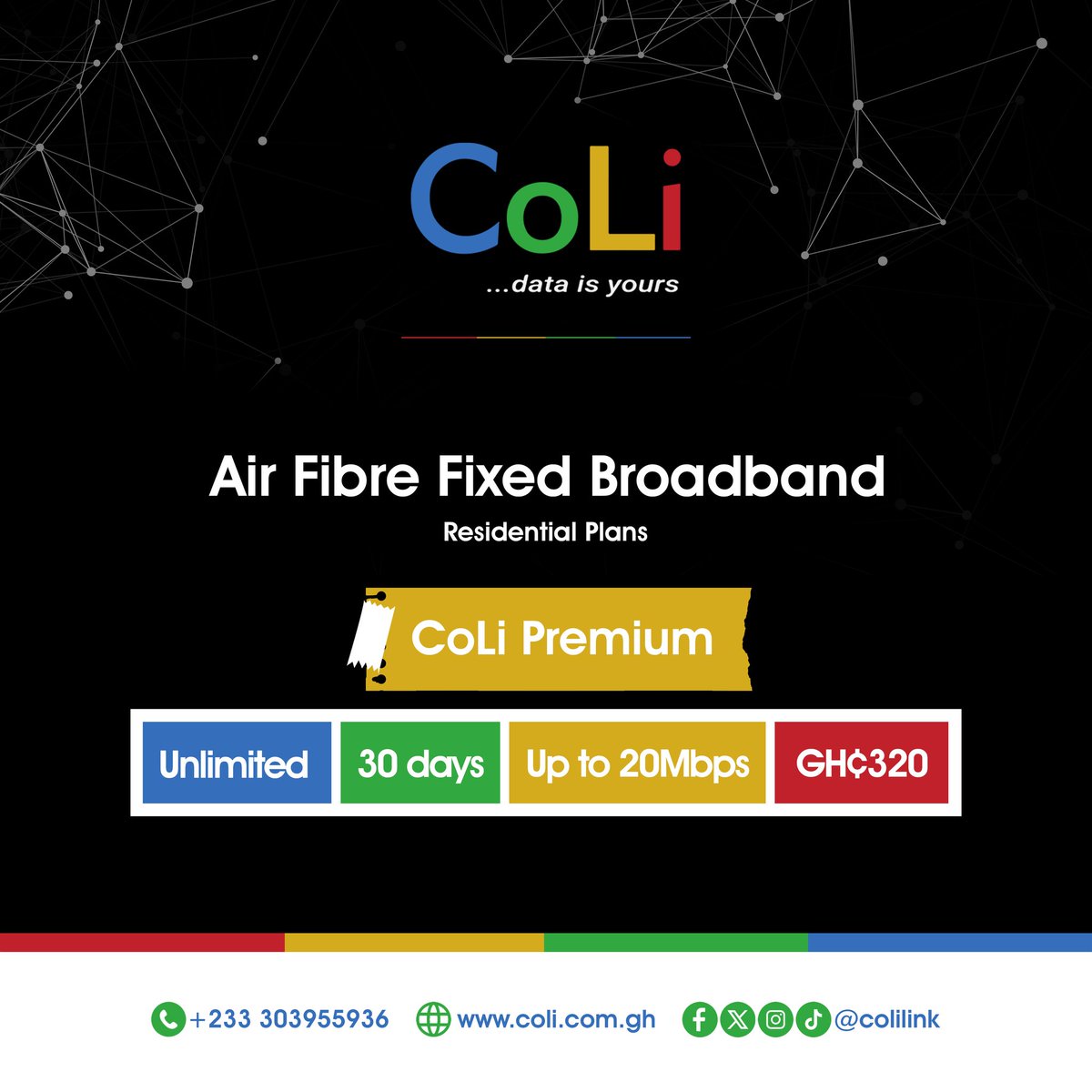 CoLiLink's tweet photo. Offers you can't resist with the highest internet speed 👌

#colighana #colilink https://t.co/aCV3bTZzfi