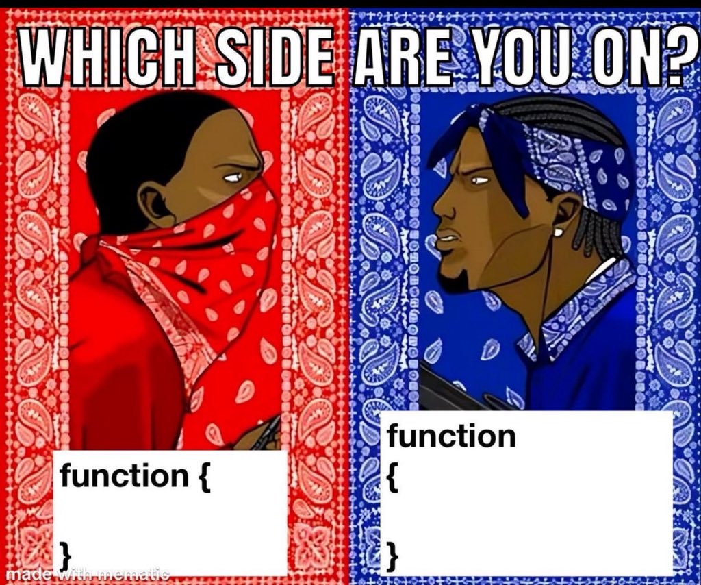 KharayKrayKray's tweet image. Red: JavaScript background
Blue: C/C++/C# background.