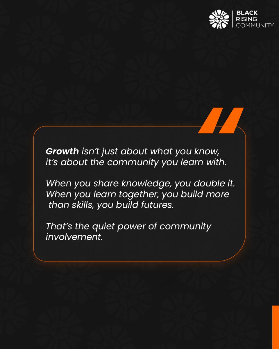 BRC_Africa's tweet image. The real flex? Growing in a circle that challenges, teaches, and celebrates you. 🌍
Because growth hits different when it’s shared.
When we learn together, we move further and the future becomes something we all build.
#BlackRisingCommunity #CollectiveGrowth #LearnTogether