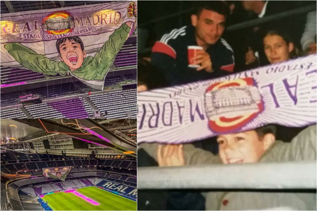Le Bernabeu a prévu de rendre un très bel hommage à Lucas Vazquez ce soir, avec un Tifo qui reproduit une photo de lui étant enfant, entrain de supporter le Real Madrid au stade qui l’a vu devenir une légende du club. 🤍

<a href="/marca/">MARCA</a>