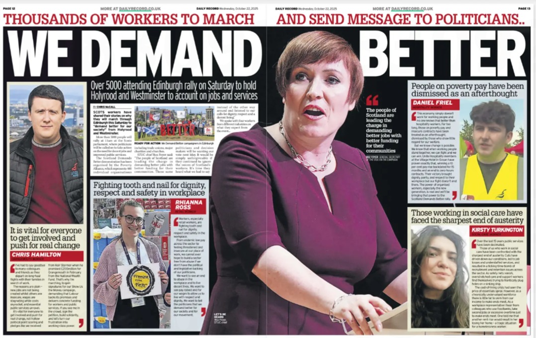 ScottishTUC's tweet image. ✊For our jobs. For our communities. For our families. 
#ScotlandDemandsBetter