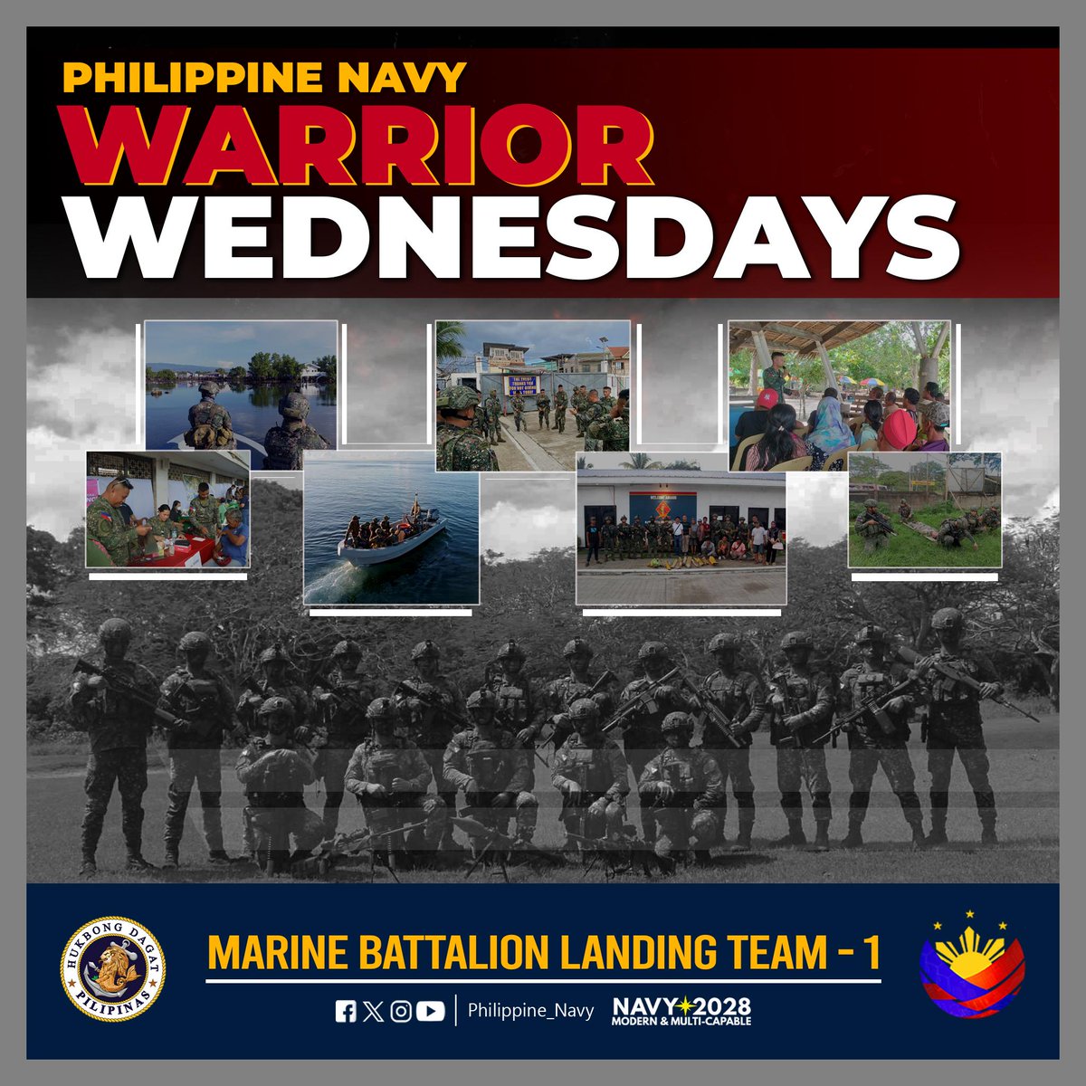 Philippine_Navy's tweet image. WARRIOR WEDNESDAYS | Marine Battalion Landing Team-1 (MBLT-1)
👉🏽facebook.com/share/p/14EeKh…
#ProtectingtheSeasSecuringOurFuture
#ModernandMultiCapablePHNavy
#OneAFPOnePhilippines
#StrongAFPStrongPhilippines