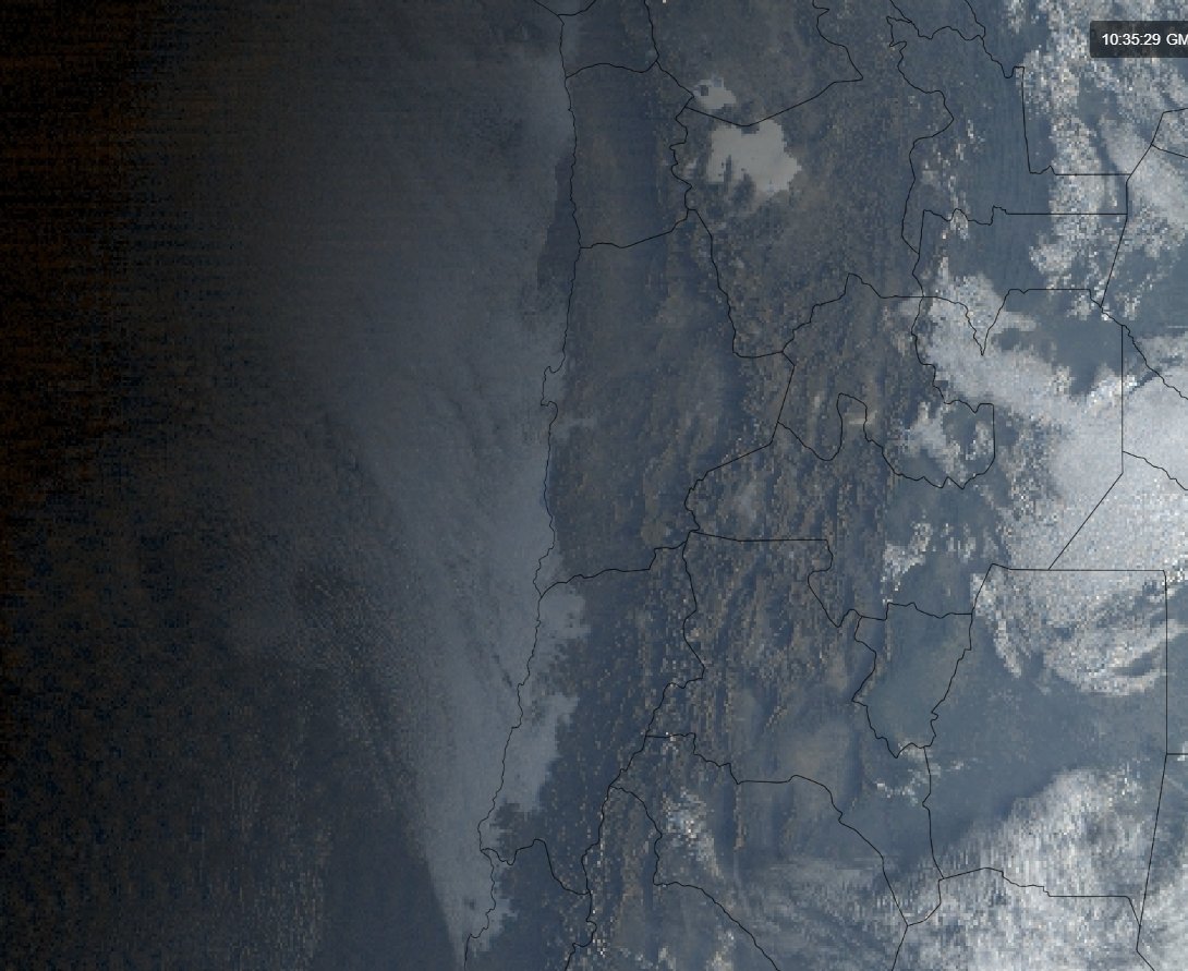 nimbusmeteorol's tweet image. Imágenes de color verdadero, desde el satélite GOES-19, mostrándonos Chile continental desde el cielo en estas primeras horas del miércoles 22 de octubre. 
Algunos sectores de la costa norte presentan abundante nubosidad.
La zona central y casi la totalidad del sur del país con…