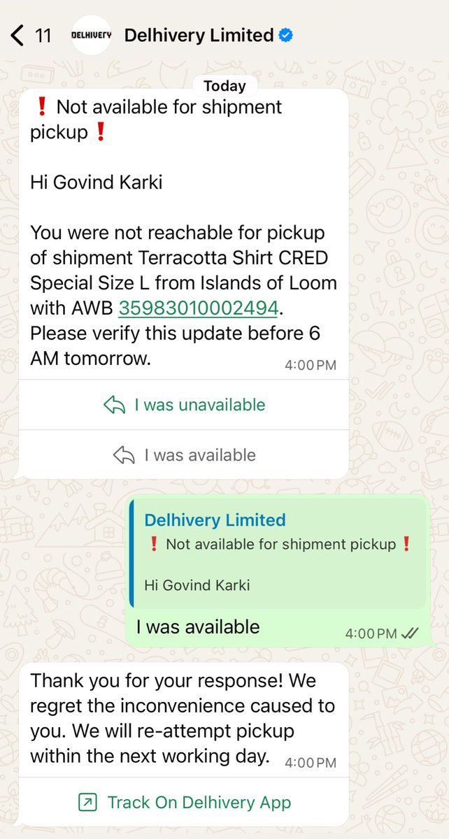 govinkarki's tweet photo. @help_delhivery I am available at home still you guys rescheduling my pickup, what is the issue? https://t.co/KrPalnyYU4