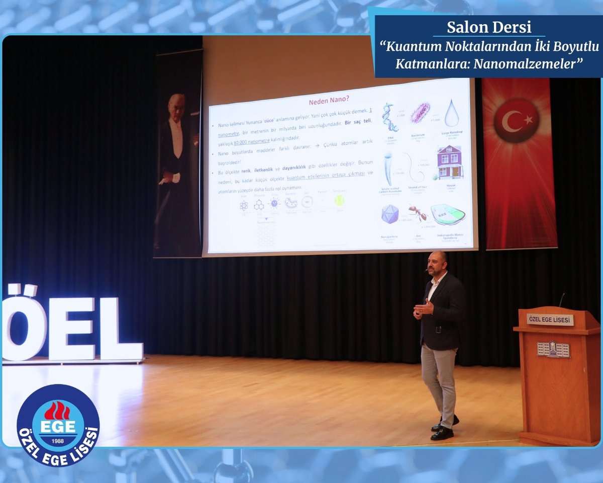 Ozel_Ege_Lisesi's tweet image. Fen Bilimleri Bölümümüz tarafından düzenlenen salon dersinde bu haftanın konuğu İzmir Yüksek Teknoloji Enstitüsü Fen Fakültesi Fotonik bölümünden Öğr. Üyesi Doç. Dr. Mehmet Yağmurcukardeş oldu.
Konuğumuza değerli aktarımları için teşekkür ederiz.✨
#lectureseries #salondersi