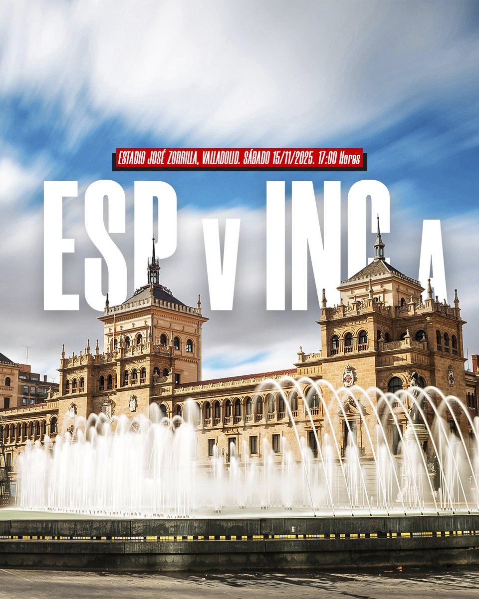 𝐕𝐚𝐥𝐥𝐚𝐝𝐨𝐥𝐢𝐝 respira rugby 🏉 

¡Nos vemos el 15/11/2025 (17:00)! 🤩 

🇪🇸⚔️🏴󠁧󠁢󠁥󠁮󠁧󠁿

🏟️ Estadio José Zorrilla 

🎟️ Entradas en: ferugby.es/entradas/

#LoQueNosUne | #LosLeones