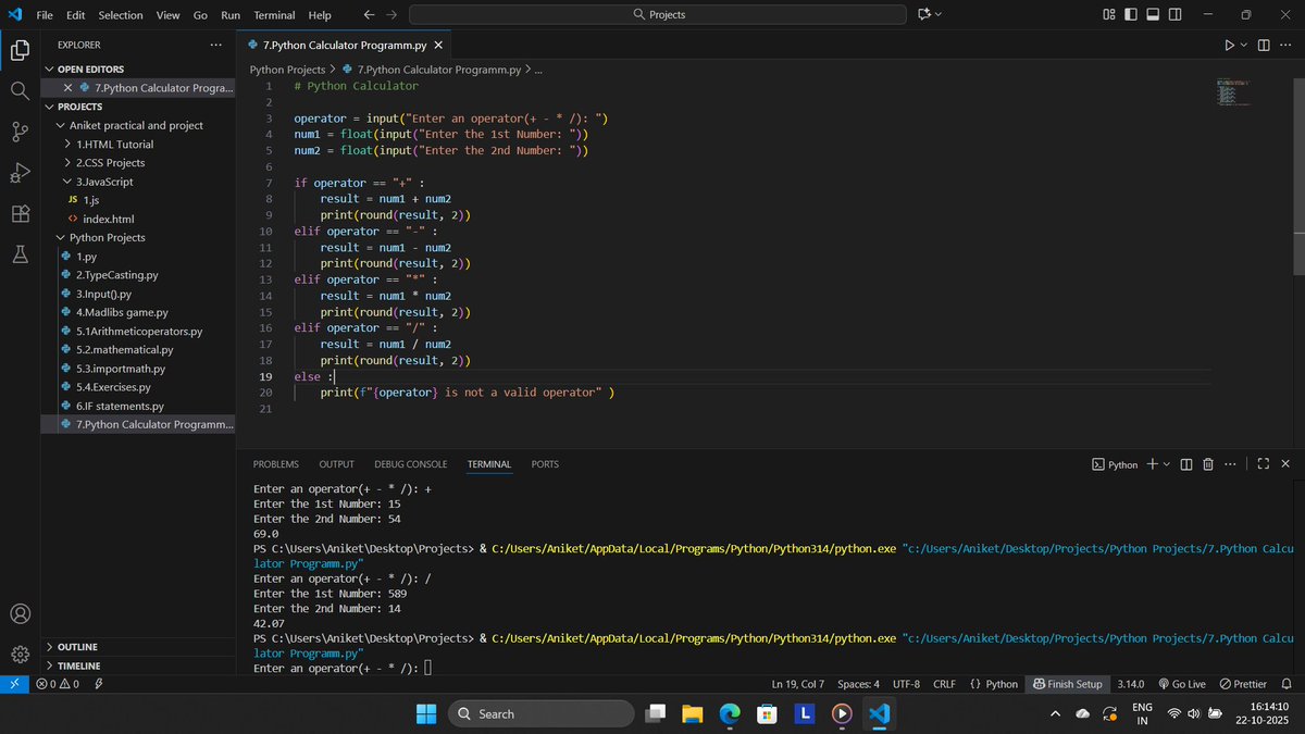 ianiket_yadavs's tweet image. ☑️Day57 of #100DaysofCode
Today I learnt:
* Python
- Arithmetic & Math, If Statements, Calculator Program
* DSA + Java (Kunal Kushwaha )
- Introduction to Programming ,Types of Languages, Memory Management
#Coding #DSAwithKunal #Python #pythonlearningjourney