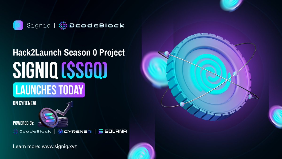 dcodeblock24's tweet image. Launch Alert: $SGQ IS GOING LIVE TODAY!

Every breakout starts as a whisper, and Signiq ($SGQ) hears it first.

The Momentum Intelligence Engine for crypto traders launches today, 

22 Oct · 5:00 PM UTC

Exclusively on @CyreneAI
Powered by @DcodeBlock × @Solana

Every pump starts…