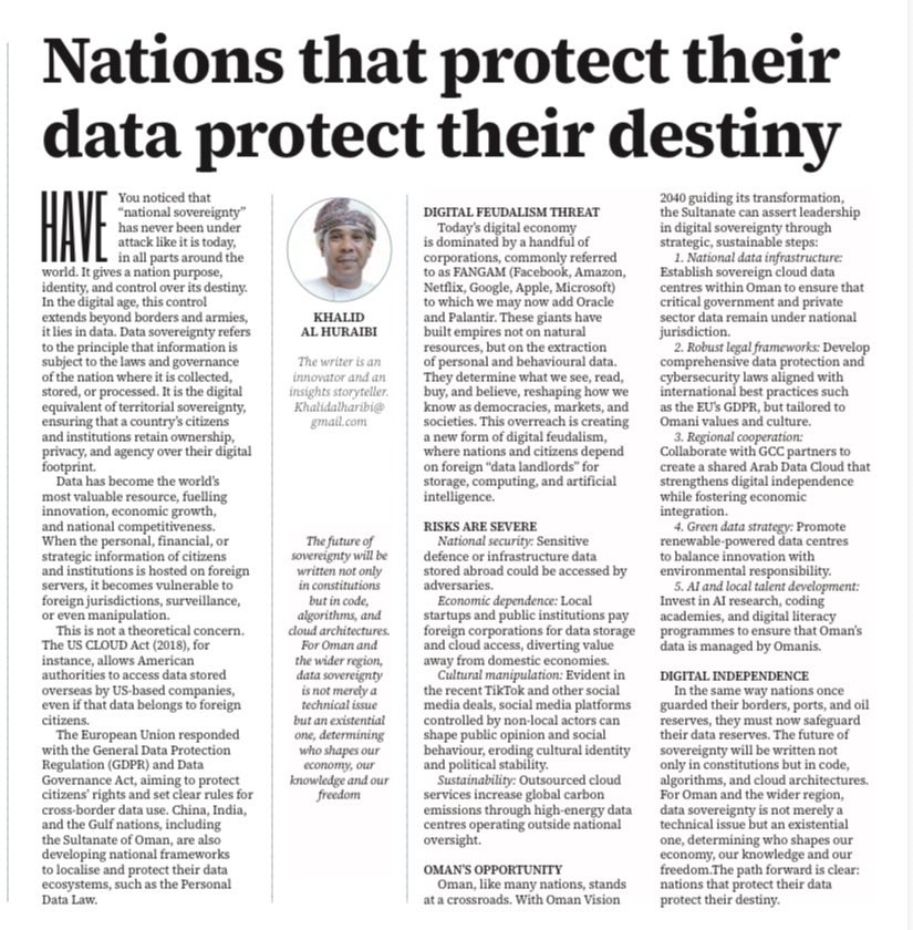 From oil tzars to oil tzars when are we going to take control over our wealth distribution? 
Link: lnkd.in/dCQ6qmf7
#datasovereignty 
#سيادة_البيانات 
#DataSovereignty <a href="/OmanObserver/">Oman Observer 🇴🇲</a>