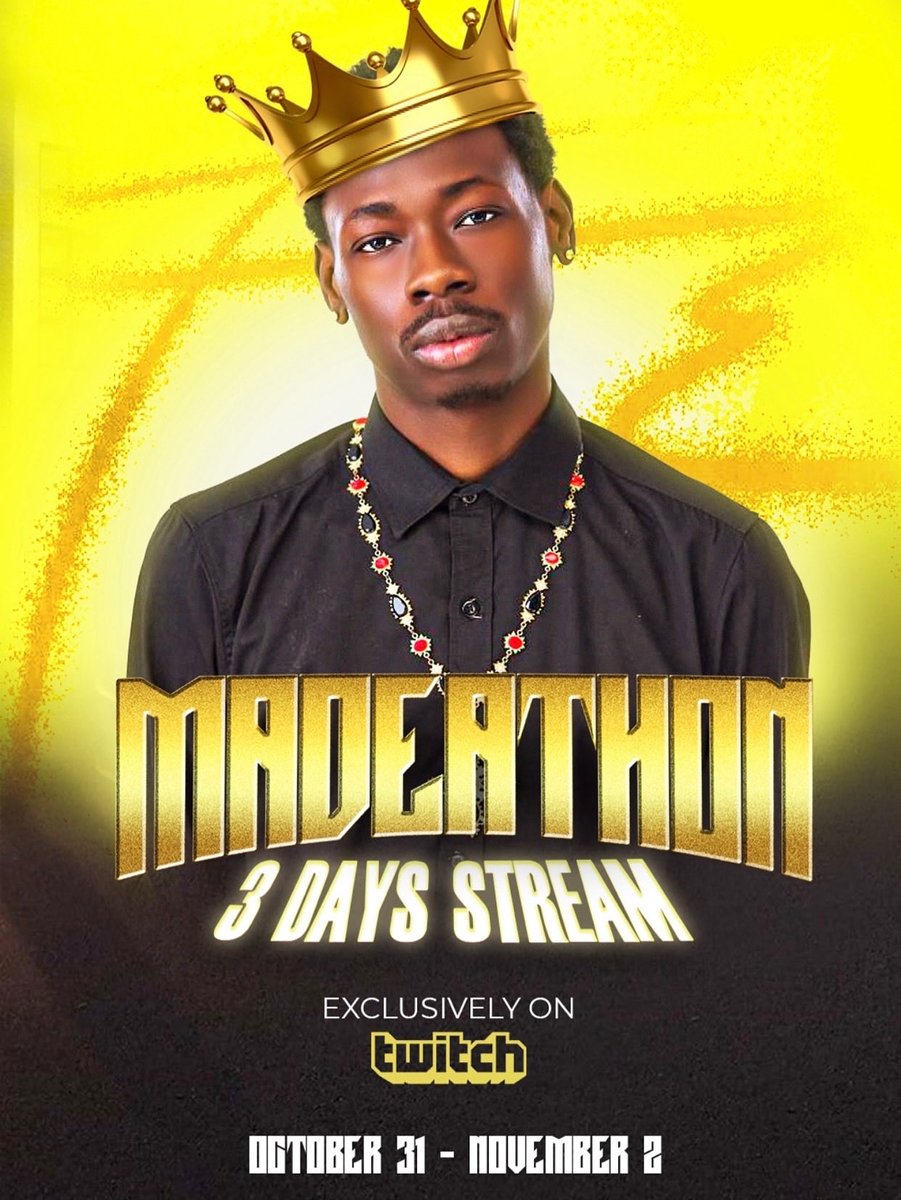 _madeinghana_'s tweet image. MADEATHON IS ON NOW! A 3 DAYS STREAM! (31/1/2)👑