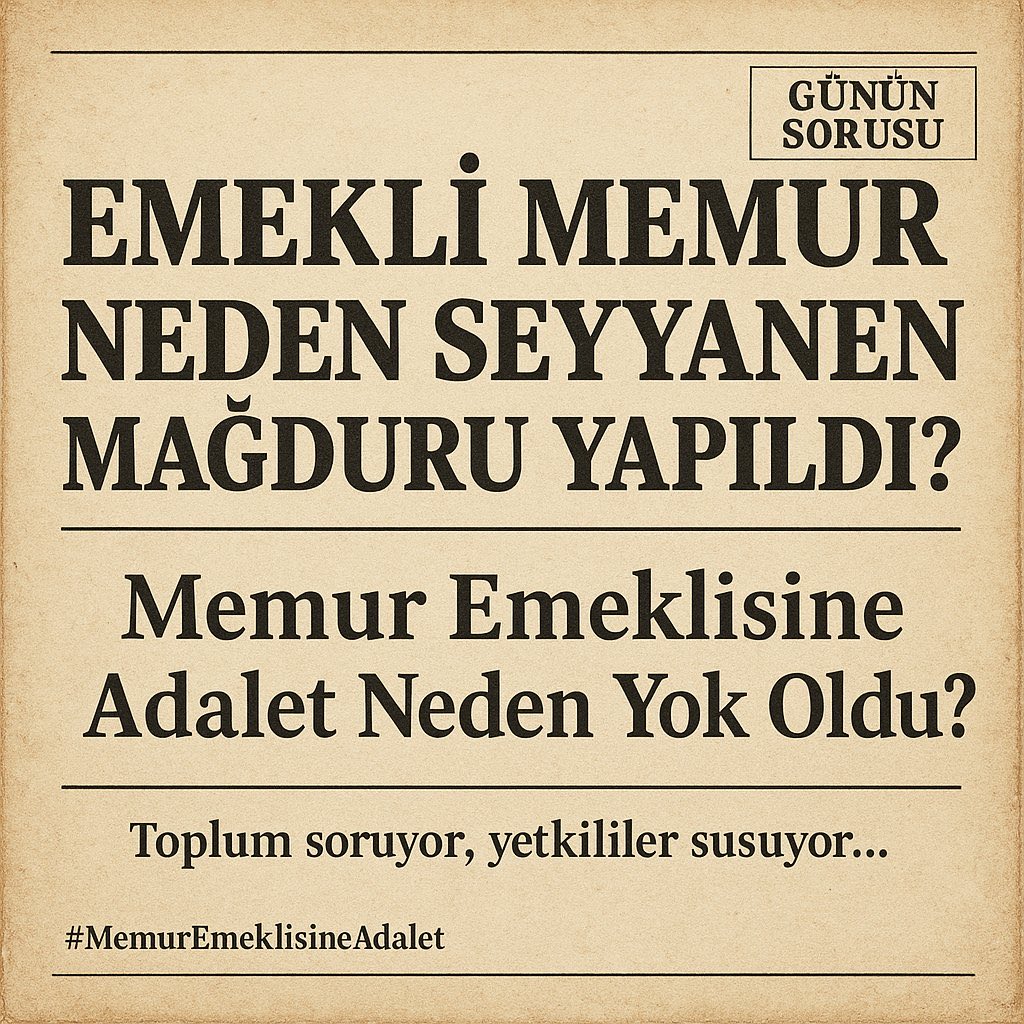 Hükümet <a href="/Akparti/">AK Parti</a> ve <a href="/MHP_Bilgi/">MHP</a> ile <a href="/tcbestepe/">T.C. Cumhurbaşkanlığı</a> SEYYANENİ #EmekliMemur a vermeyerek

&amp;Memur ve Emeklisini ayırıp ayrımcılık yaptı 
&amp;Kanuni hakkını vermeyerek 375/40 KHK ile kanunu cignedi
&amp; <a href="/RTErdogan/">Recep Tayyip Erdoğan</a> Söz verip yapmadı
&amp;Adaletten şaştı 

Emekli Memurlar
#Unutmayız gereğini yaparız