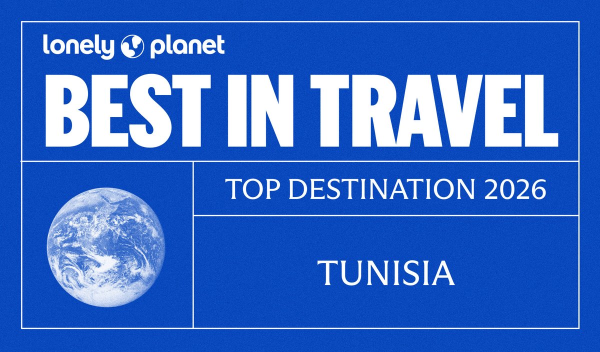 🇹🇳✨ Tunisia joins Lonely Planet’s “Best in Travel 2026”!
From the desert to the sea, from crafts to creativity -a land that keeps inspiring. 
🔗 lonelyplanet.com/best-in-travel
#BestInTravel #Tunisia #LonelyPlanet #Tunisia2026