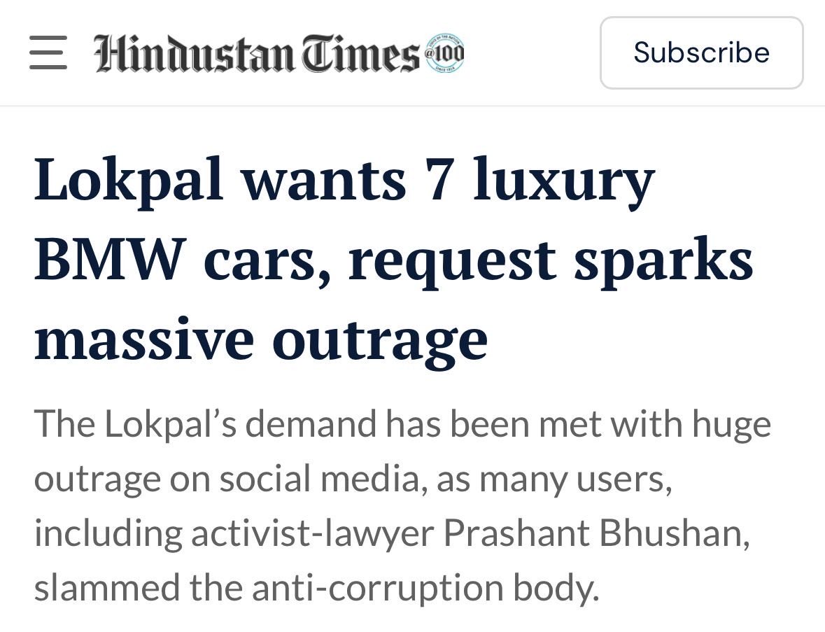 The irony couldn’t be more striking. The very body meant to fight corruption now wants to cruise around in BMWs worth ₹5 crore, not to serve the people, but to serve its own indulgence. The Lokpal, which was born out of India’s collective anger against graft, has now become a