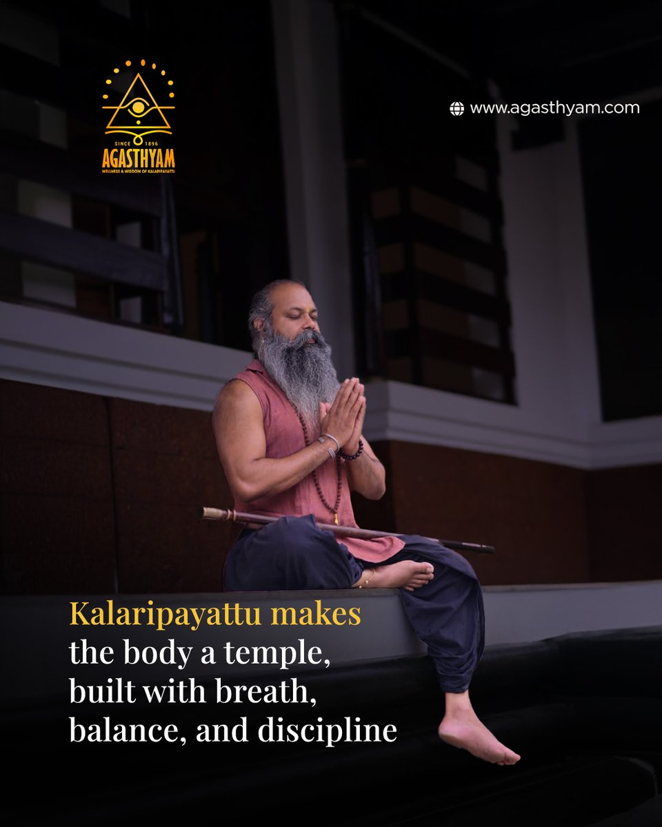Gurukkal1's tweet image. Step onto the Warrior Path.
Kalaripayattu isn’t just an ancient martial art it’s a Mind-Body discipline that builds strength, focus, and inner balance.
Train the body, calm the mind, awaken the spirit.

Explore this ancient wisdom with Agasthyam. ⚔️

#Kalaripayattu #WarriorPath