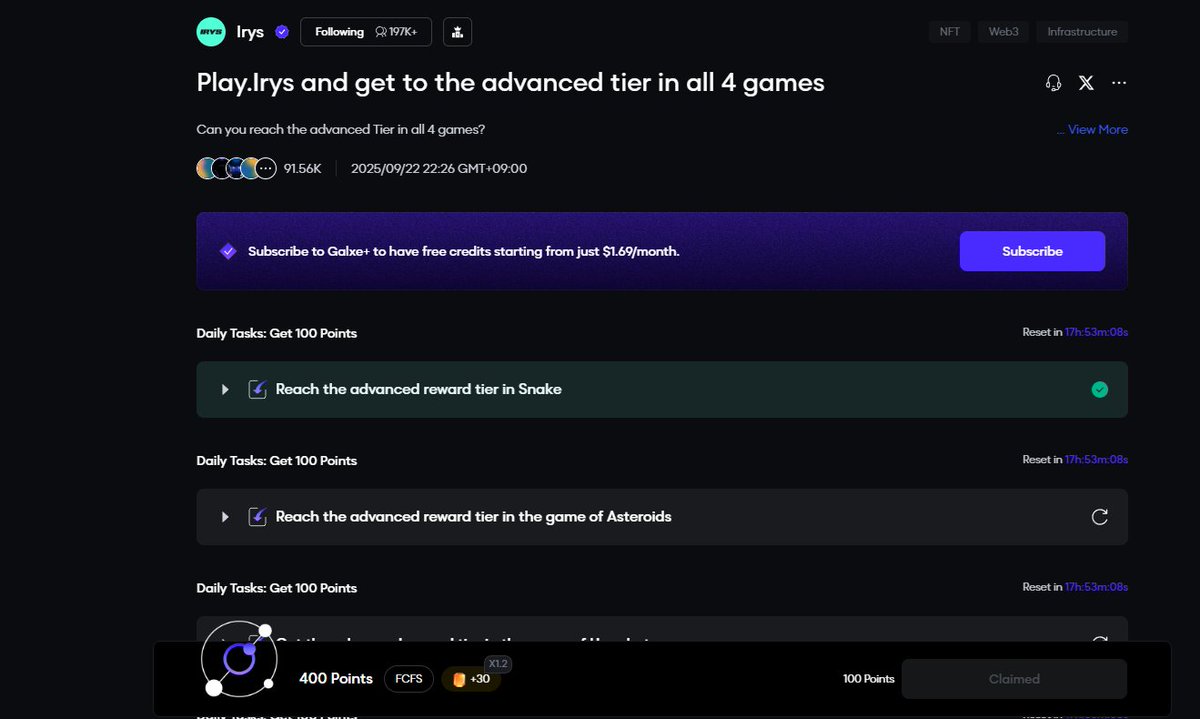 하이리스 ! 

<a href="/irys_xyz/">Irys (✧ᴗ✧)</a>  의 4게임 갤럭시퀘하시고싶은 분들 

필독! (안되시던분들~) 

오늘은 갤럭시 퀘스트 4종게임하는게 안되고있는데

되는방법을 알아왔습니다. 

새벽에 디스코드에서 hw님의 제보로 해봤는데..
새벽에는 안되더라구요~ 
일어나서 다시 이것저것해보고 클레임했습니다.