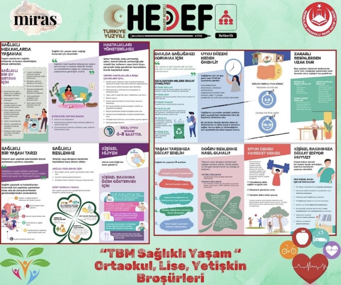Rehber öğretmenimiz Esmeray TOPKAYA DAĞ tarafından ortaokul, lise ve yetişkin kategorisine yönelik ‘ TBM Sağlıklı Yaşam ‘ broşürleri hazırlandı ✨
⁦<a href="/sivasvaliligi/">Sivas Valiliği</a>⁩ 
⁦<a href="/sivasmem/">Sivas Millî Eğitim Müdürlüğü</a>⁩ 
⁦<a href="/Sivas_HEDEF/">Sivas Hedef Projesi</a>⁩ 
⁦<a href="/TC_Akincilar/">T.C.Akıncılar Kaymakamlığı</a>⁩ 
⁦<a href="/ALarmeb/">Akıncılar İlçe Milli Eğitim Müdürlüğü</a>⁩