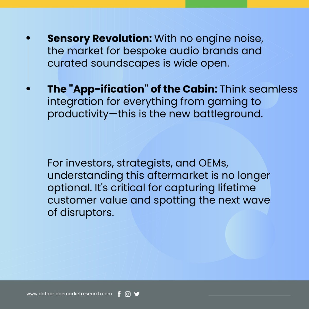Powering the Next Phase of Mobility: The Evolving Global #EVAftermarket

🌍Valued at USD 79.88 Bn (2024) → projected to reach USD 294.40 Bn by 2032
📈Growing at a CAGR of 17.71%

Know more, databridgemarketresearch.com/reports/global…

#DBMR #EVMarket #ElectricVehicles #GreenMobility #EVMaintenance