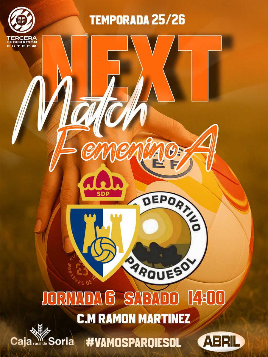 CD Parquesol (@cdparquesol) on Twitter photo 📅 Jornada 6 | Femenino A
Nuestras chicas viajan este sábado hasta Ponferrada para enfrentarse a @ponferradinafem , en un nuevo reto de liga 💪
🕑 Sábado | 14:00h
📍 Campo de la Ponferradina
#VamosParquesol #CajaRuraldeSoria 📅 Jornada 6 | Femenino A
Nuestras chicas viajan este sábado hasta Ponferrada para enfrentarse a @ponferradinafem , en un nuevo reto de liga 💪
🕑 Sábado | 14:00h
📍 Campo de la Ponferradina
#VamosParquesol #CajaRuraldeSoria