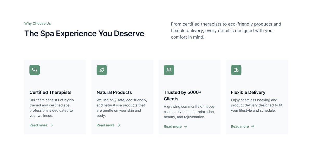 DynastyWillz's tweet image. Some sections from the Spa and Skincare website I designed a while back. 🤍 How's it looking?