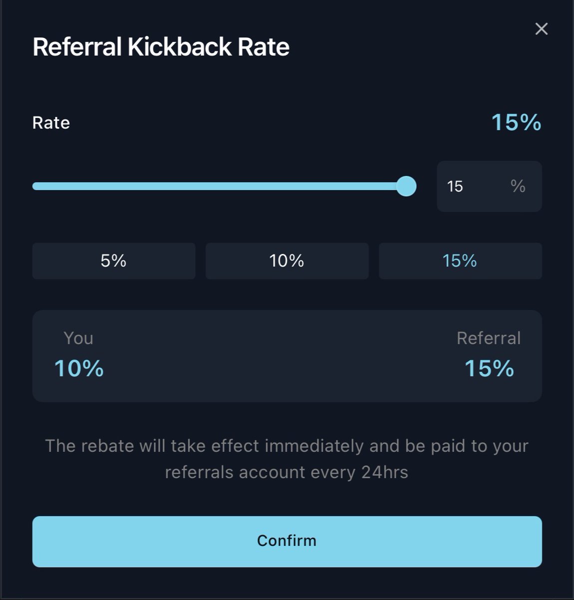 concodefi's tweet image. 🌊 Nueva función de “Kickback” en @pacifica_fi
Pacifica acaba de lanzar una nueva función: ahora los creadores de enlaces de referido podemos decidir cuánto de las comisiones devolvemos a quienes usan nuestro enlace.
Y por supuesto, yo he puesto el máximo posible (15 %) para que…