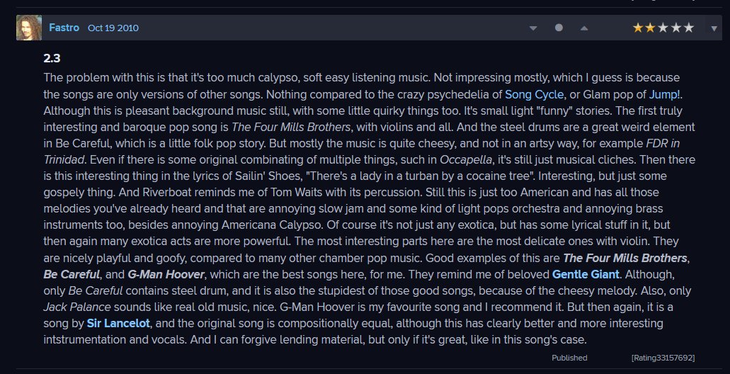 ToadMoha's tweet image. Sometimes an absolutely moronic review kills you in your sleep. &quot;The problem with this is that it&apos;s too much calypso&quot; could you imagine saying such a thing about a clear cut CALYPSO ALBUM? Then lamenting the fact that it&apos;s a CALYPSO ALBUM for a whole paragraph? Baffling, baffling