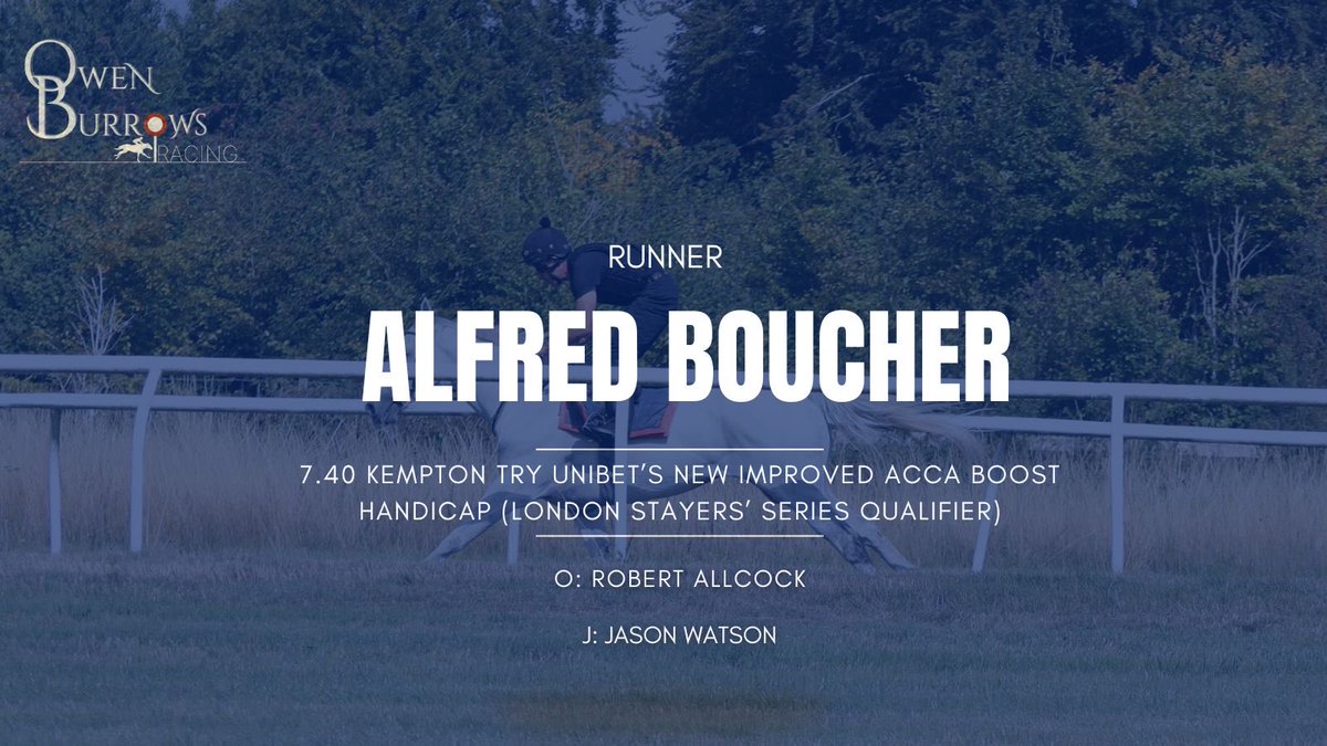 We have 2 runners heading out today with SAYEDAATI SAADATI heading to <a href="/NewmarketRace/">Newmarket Racecourse</a> for <a href="/greenteamracing/">Green Team Racing</a> with Kieran Shoemark taking the ride. ALFRED BOUCHER heads to <a href="/kemptonparkrace/">Kempton Park Racecourse</a> this evening for Robert Allcock with <a href="/_JasonWatson/">Jason Watson</a> riding