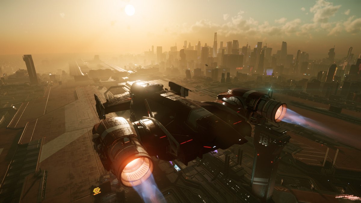 RidgeSix's tweet photo. I’ve been traveling lately and tonight was the first time in a week I was able to jump into the #StarCitizen ‘verse. New patch dropped while I was gone but I’m all set up and ready to go from Area 18. Let’s do this! @CloudImperium @RobertsSpaceInd https://t.co/NGtTo3L52P