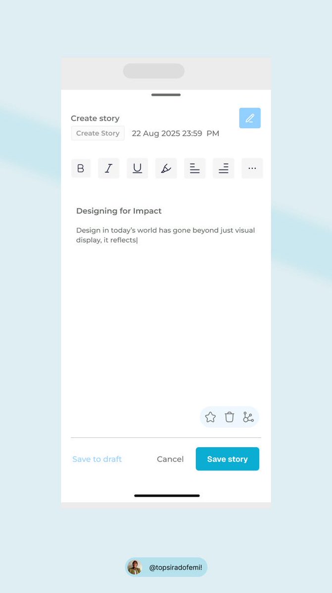 Topsiradofemi1's tweet image. Hello everyone. what do you think of this? Need a UI/UX designer to bring your project idea to life?
HIRE ME!😀