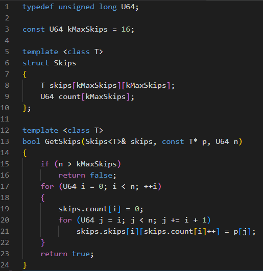 komrad36's tweet image. Let's measure. Attached, vs. OP.
Lines after preprocessor expansion: 31 vs. 63,240 (godbolt.org/z/f3d8YYTa4, godbolt.org/z/eW6edfnoG)
Why does that matter? Here's one reason - compile time: 52ms vs. 1156ms (over a second!) (clang, -O3)
Runtime: 8.8x faster (input {1, 2, 3, 4,…