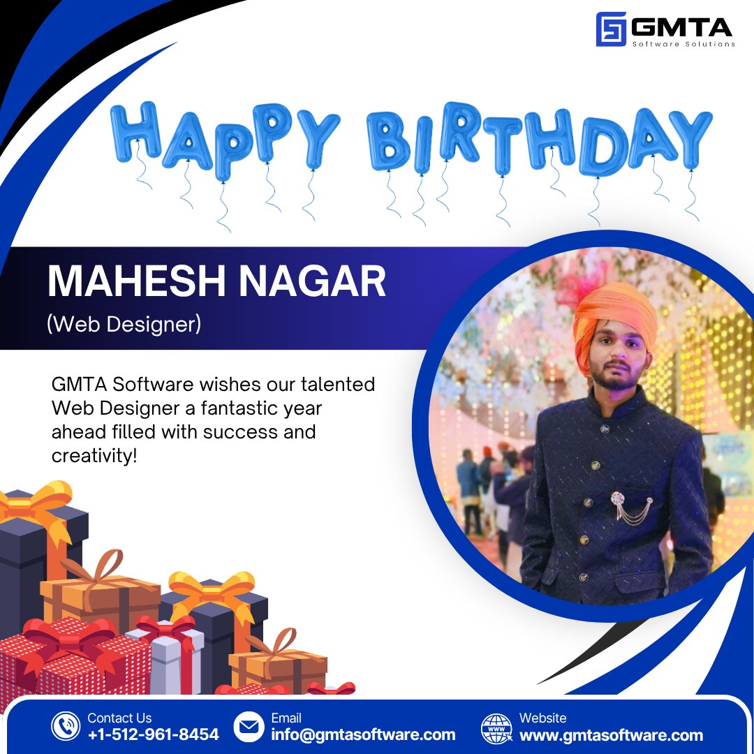 GmtaSoftware's tweet image. 🎉 𝗛𝗮𝗽𝗽𝘆 𝗕𝗶𝗿𝘁𝗵𝗱𝗮𝘆, 𝗠𝗮𝗵𝗲𝘀𝗵 𝗡𝗮𝗴𝗮𝗿! 🎂

Wishing our creative Web Designer a wonderful year ahead filled with success, happiness, and endless inspiration. Your designs make @GmtaSoftware look amazing every day! 💻✨

#EmployeeBirthday #TeamGMTA #GMTASoftware