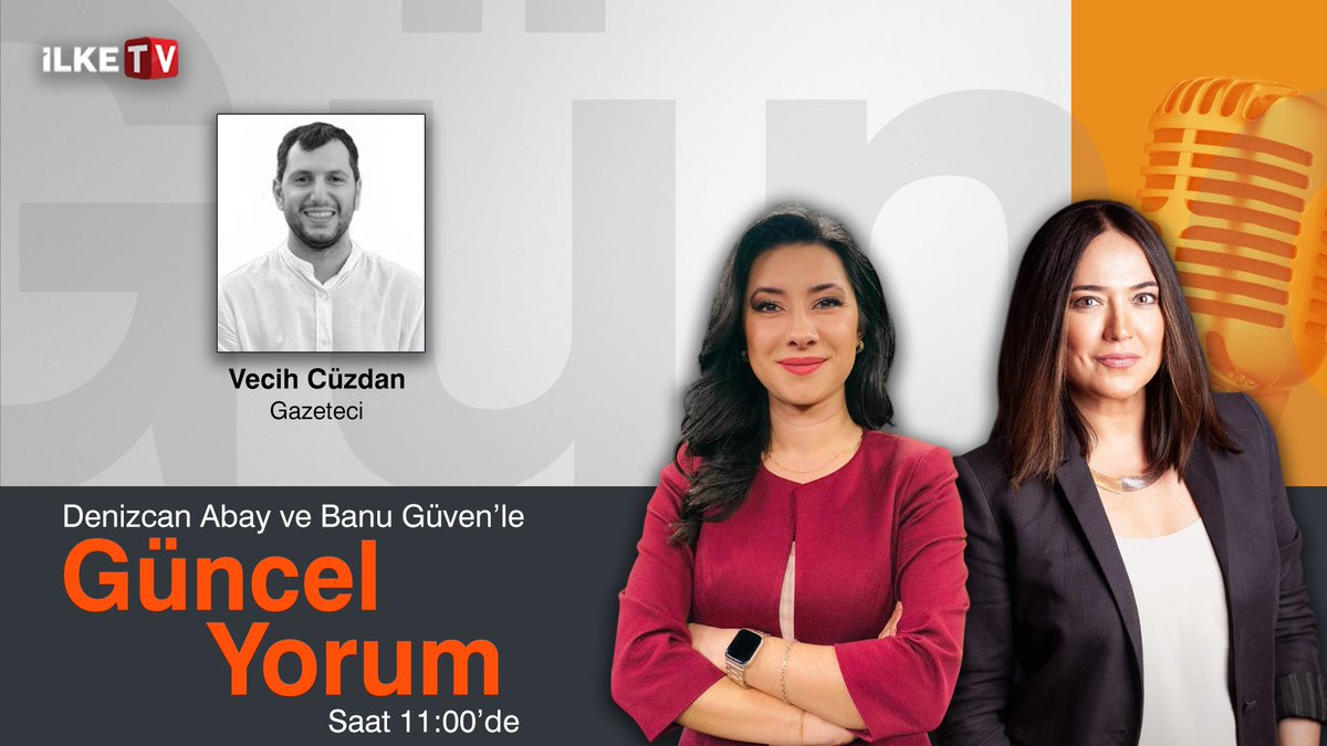 🔸Gazeteci Vecih Cüzdan, bugün Güncel Yorum'un konuğu

⏱️Denizcan Abay ve Banu Güven'le #GüncelYorum 11.00'de İlke TV'de  

➡️#CANLI yayına bu bağlantıdan ulaşabilirsiniz: youtube.com/live/tkeWsiLZM…

<a href="/denizcanabay/">Denizcan Abay</a> <a href="/banuguven/">Banu Guven</a> <a href="/VecihCuzdan/">Vecih Cuzdan</a>
