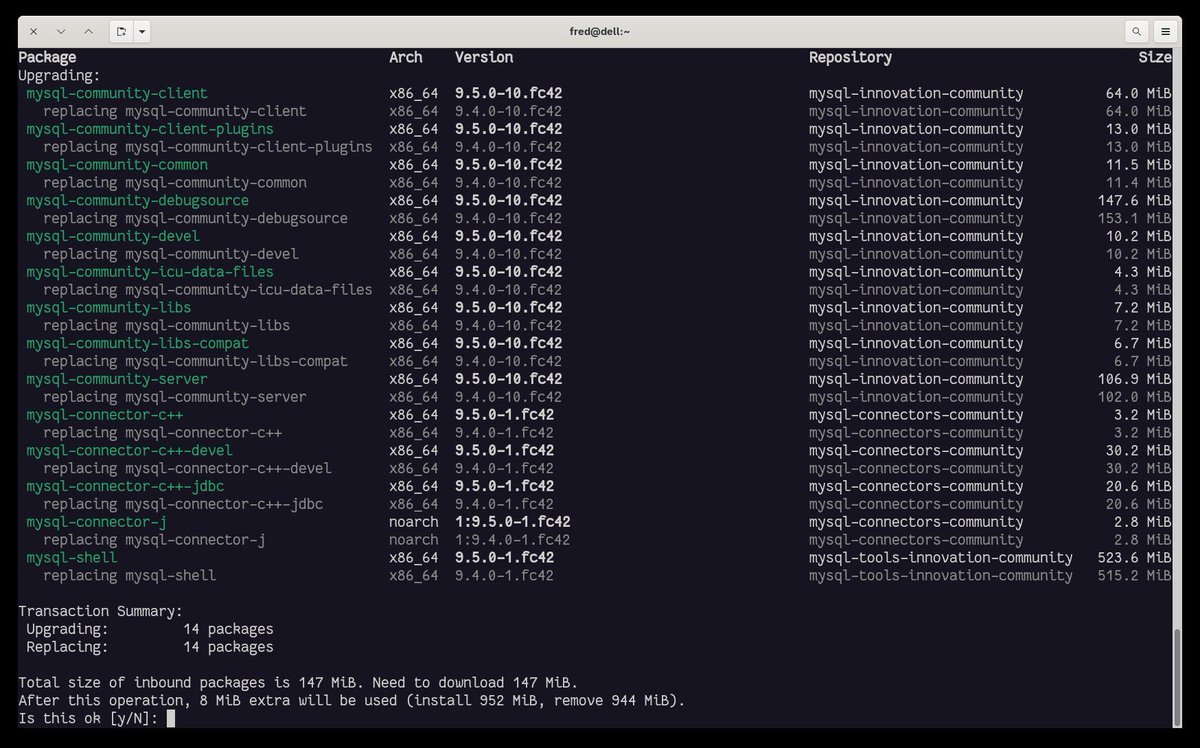 lefred's tweet image. 9️⃣ .5️⃣  is out \o/ #MySQL 🐬 Get ready to upgrade, and for all contributors, it&apos;s almost time for a 𝗀𝗂𝗍 𝗉𝗎𝗅𝗅 &amp;amp;&amp;amp; 𝗀𝗂𝗍 𝖼𝗁𝖾𝖼𝗄𝗈𝗎𝗍 𝗆𝗒𝗌𝗊𝗅-𝟫.𝟧.𝟢 #MySQLCommunity