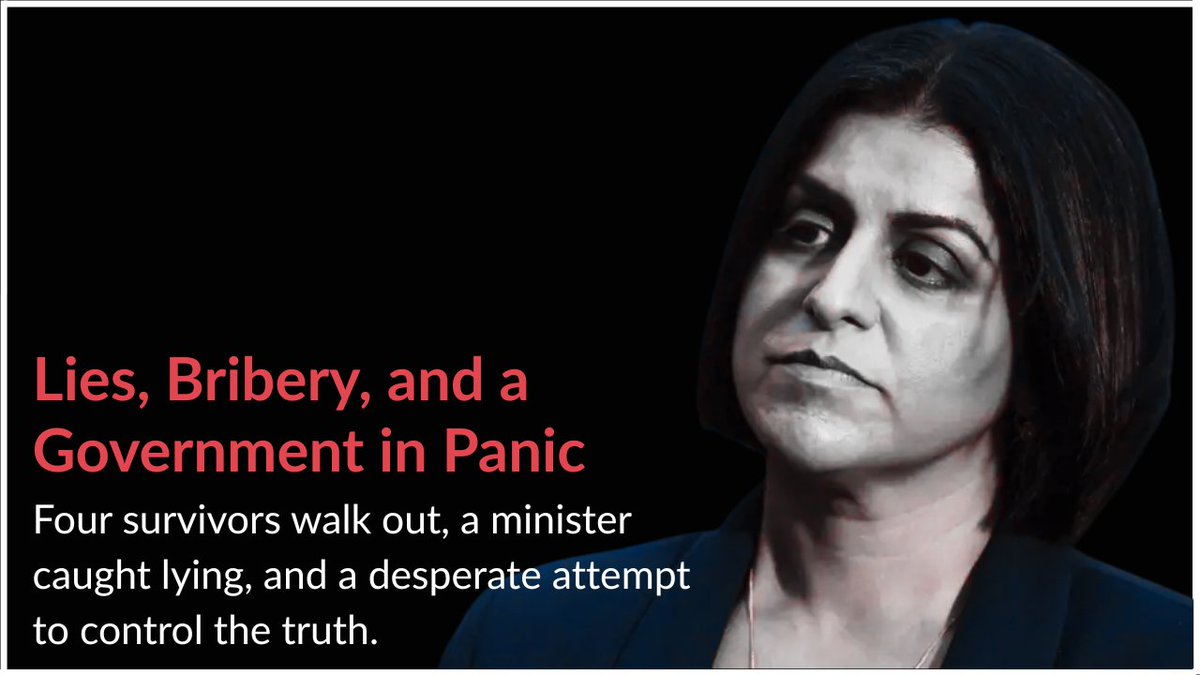 The Grooming Gang Inquiry Implodes: Lies, Bribery, and a Government in Panic

Four survivors walk out, a minister caught lying, and a desperate attempt to control the truth. Yesterday was unlike anything we’ve seen since this inquiry began.

Two survivors had already resigned
