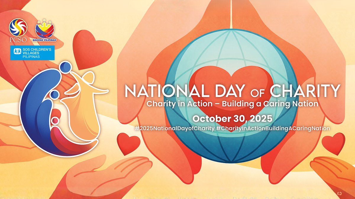<a href="/sospilipinas/">SOS Children's Villages Pilipinas</a> joins <a href="/pcsogovph/">PCSO 🌐</a> and the entire nation this #2025NationalDayofCharity in honoring the Filipino spirit of malasakit, pagkakaisa, and bayanihan. #CharityInActionBuildingACaringNation
