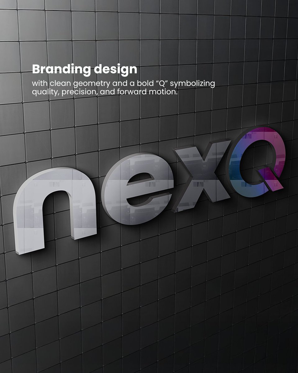 nas_code's tweet image. For NexQ, we developed a full #brand identity system, starting with the #logo and expanding into digital and corporate applications.
