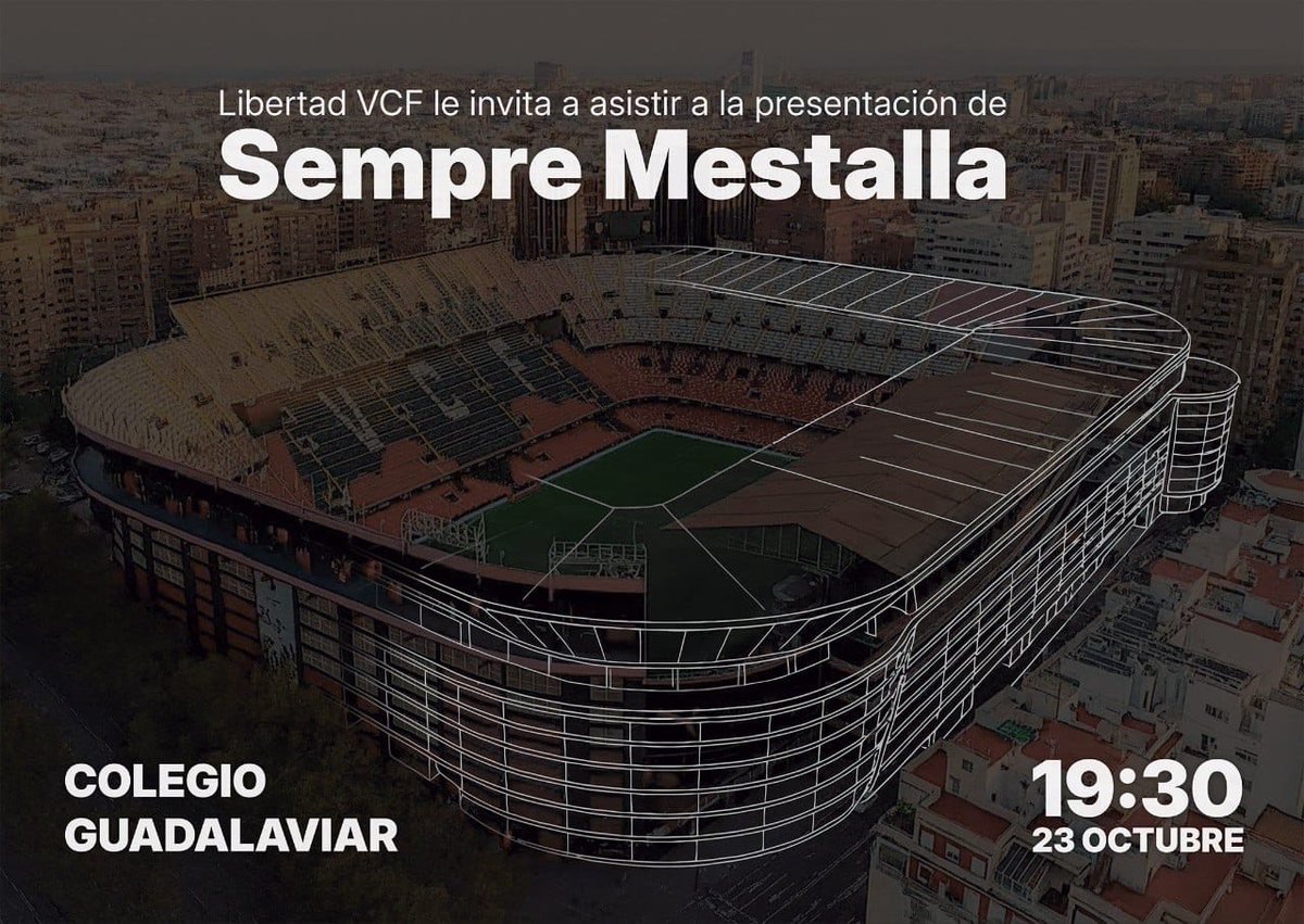 navi2004vcf's tweet photo. Las posibilidades de Mestalla no dejarán indiferente a ningún valencianista. Si te dijeron q no era posible,no les creas porq sí q lo es. Q nadie desprecie nuestra casa. No lo merece.
Estáis invitados a asistir mañana,en el Colegio Guadalaviar a las 19:30 horas.🦇
#SempreMestalla https://t.co/Z3Ze7x1QyU