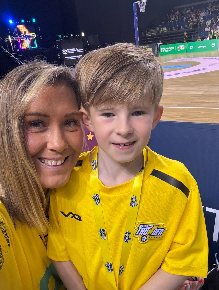 Big happy 9th birthday to my Favourite GS and nephew , <a href="/thundernetball/">Manchester Thunder Netball</a> biggest fan Louis 🫶🏻Have the best day! 💛🖤💙🏐🎂🥳