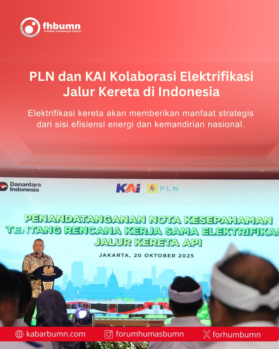 ForHumBUMN's tweet image. Melalui kerja sama ini PT KAI dapat memperluas jaringan layanan kereta api listrik dan meningkatkan kualitas pelayanan untuk pelanggan. Elektrifikasi dari jalur kereta yang penting. Antara lain, quick win yang akan kita lakukan itu adalah Padalarang-Cicalengka, yaitu 40 km.