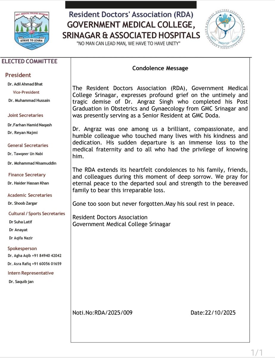 Deeply saddened by the loss of a young gynecologist due to brain hemorrhage.
Overwork and sleepless nights are taking lives..