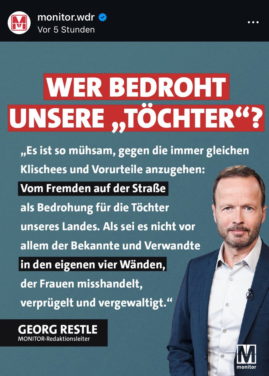 OliverSKBerlin's tweet photo. Ick selbst habe keine Verwandten und Bekannten, die in den eigenen vier Wänden Frauen misshandeln, verprügeln und vergewaltigen. #Toechter #Stadtbild #Restle 👇 https://t.co/lYlTv4ziRX