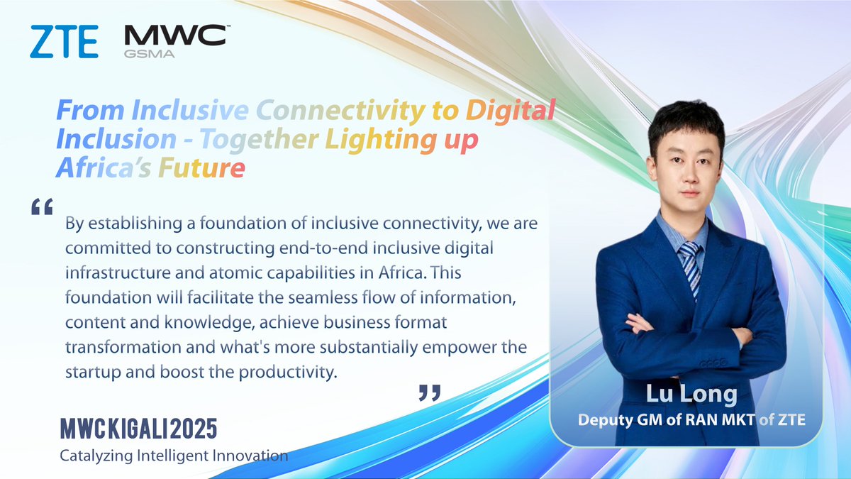ZTEPress's tweet image. At #MWC25 Kigali, we redefine technology as inclusion, opportunity, and transformation. From AI to connectivity, Africa’s journey to prosperity is powered by intelligent progress that uplifts humanity.  

#ZTE #Innovation #Inclusion #IntelligentAfrica