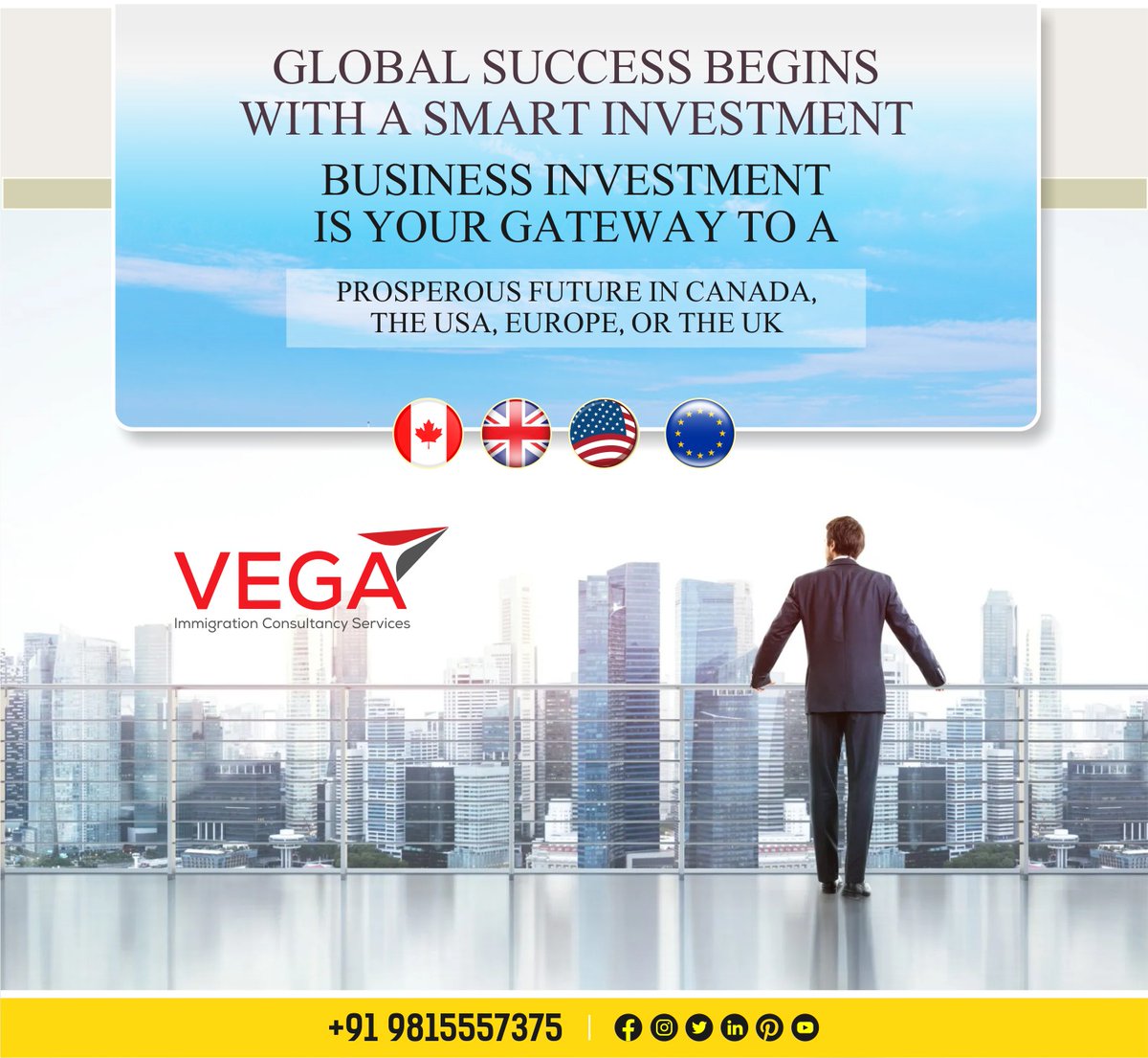 vegaimmi's tweet photo. Smart investments lead to global success 🌎
Migrate through business investment programs to Canada, the USA, Europe, or the UK.
Secure your future with VEGA Immigration.
#BusinessImmigration #GlobalInvestor #VEGAImmigration https://t.co/sCZCugBX4d