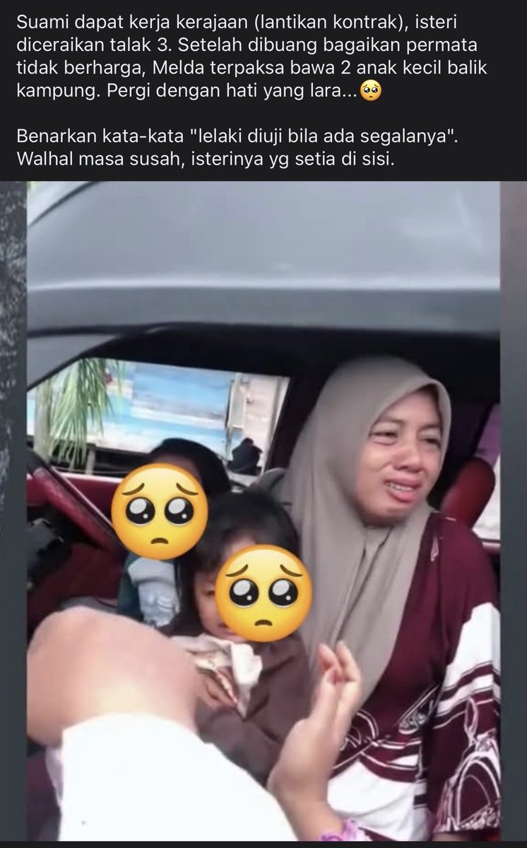 rabbaniahmad_'s tweet photo. kesiannya si isteri, suami baru je dapat kerja kerajaan(kontrak) terus kena cerai talak 3. tak sedar diri betul jantan macam ni. isteri tu dah ada masa kau susah, bila dah dapat jawatan kontrak je kau dah ceraikan dia. talak 3 pula tu😭 https://t.co/cyLwy5qDib